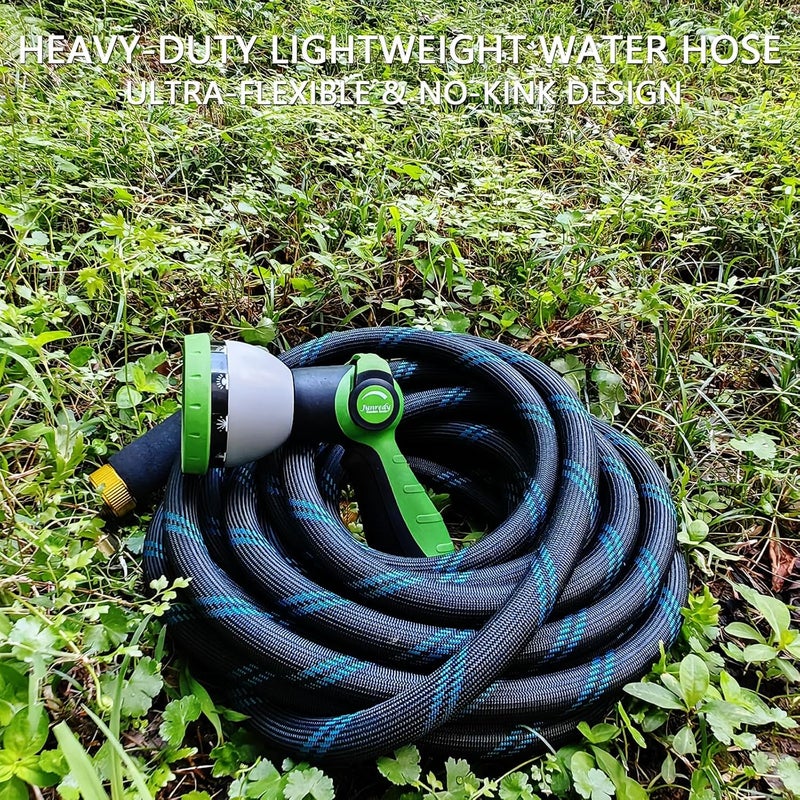 Junredy Garden Hose 75FT, NON-EXPANDABLE Heavy-Duty Flexible & Lightweight Water Hose with 10-Function Nozzle, No-Kink, Leak-Proof, Solid Fittings for Car, RV Marine Camper, Outdoor, Yard, Lawn - Image 4